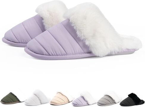Women's Fuzzy House Slippers with Memory Foam Warm Plush Slipper for Indoor in Kuwait