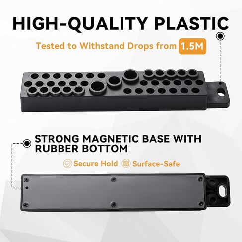 Magnetic Bit Holder - 1/4 Inch 39 Hole ABS Tool Organizer with Strong Magnetic Base for Drill & Screwdriver Bits, Toolbox Storage Design (Black) in Saudi Arabia