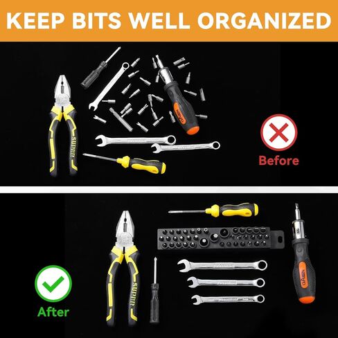 Magnetic Bit Holder - 1/4 Inch 39 Hole ABS Tool Organizer with Strong Magnetic Base for Drill & Screwdriver Bits, Toolbox Storage Design (Black) in Saudi Arabia