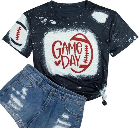 FASHGL Game Day T-Shirt Women Football Mom Shirts Oversize Funny Coquette Bow Tee Casual Sunday Funday Tops in Kuwait