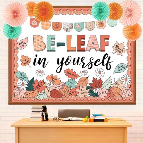 Containlol 66 Pcs Fall Pumpkin Bulletin Board Classroom Decoration Boho Autumn Pumpkin Maple Leaves Bulletin Board Fall in Love with Learning 3D Paper Fans Cutouts for Thanksgiving Classroom Decor in Saudi Arabia
