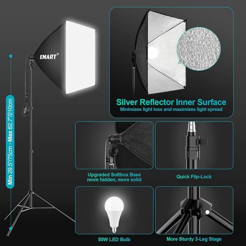 نظام دعم الخلفية EMART مقاس 8.5 × 10 أقدام، طقم إضاءة التصوير الفوتوغرافي الاحترافي + حامل ثلاثي صغير EMART مع ذراع سحري، ألومنيوم 20 بوصة/52 سم يتميز برأس كروي 360 درجة ومستوى فقاعات in Saudi Arabia