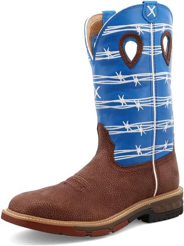 Twisted X Men's Western Work Boot ، Teed Toe Alloy Toe مع CellStretch ، Burgundy & Sky Blue ، 9.5 D in Saudi Arabia