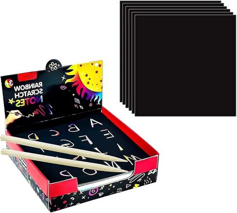 Scratch Art for Kids Rainbow Scratch Art Paper Notebook, 10.35 x7.48 inches, 3 Pack, Black, with 4 Templates for Boys Girls Drawing Activities Arts and Crafts Ages 4-12 in Kuwait