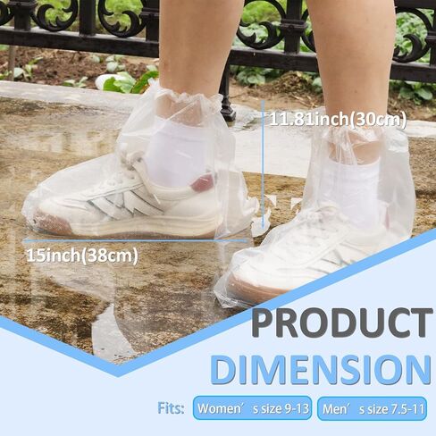 AceFly 10 Pairs Waterproof Shoe Covers for Rain, Disposable Non-Slip Plastic Boot Covers, Indoor/Outdoor Rain Shoe Protectors and Overshoes for Men & Women - Clear in Saudi Arabia
