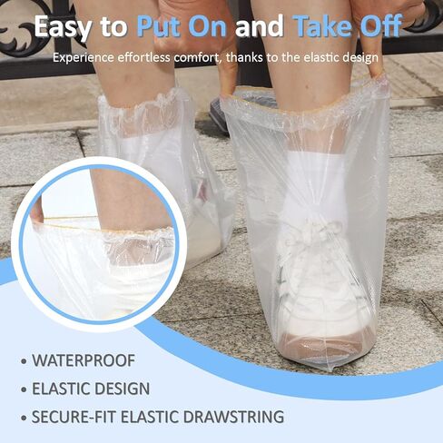AceFly 10 Pairs Waterproof Shoe Covers for Rain, Disposable Non-Slip Plastic Boot Covers, Indoor/Outdoor Rain Shoe Protectors and Overshoes for Men & Women - Clear in Saudi Arabia