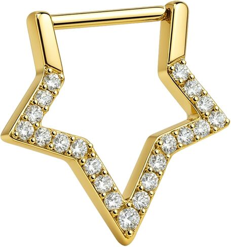 Y2K Sparkle Star Flaceer Septum Ring Zirconia Zirconia معلّة مجوهرات ثقب من الفولاذ المقاوم للصدأ للأنف/القضبان/اللولب ، أقراط سماوية مناسبة للنساء in Kuwait