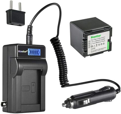 بطارية Kastar 1-Pack CGA-DU21 وشاحن تيار متردد LCD متوافق مع باناسونيك PV-GS200، PV-GS250، PV-GS300، PV-GS320، PV-GS400، PV-GS500، SDR-H18، SDR-H20، SDR-H200، SDR-H250، SDR-H280، SDR-H288 in Kuwait