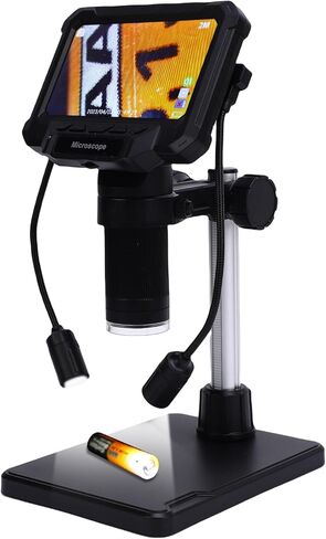 Digital Microscope, 4.3 Inch 1000X 1080P LCD USB Magnifier with 10MP Camera and 8 Adjustable LED Lights, Photo and Video Capability, PC View for Adults Soldering Jewelry in Kuwait