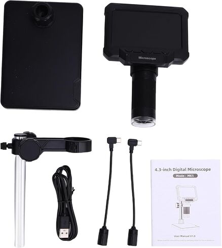 Digital Microscope, 4.3 Inch 1000X 1080P LCD USB Magnifier with 10MP Camera and 8 Adjustable LED Lights, Photo and Video Capability, PC View for Adults Soldering Jewelry in Kuwait