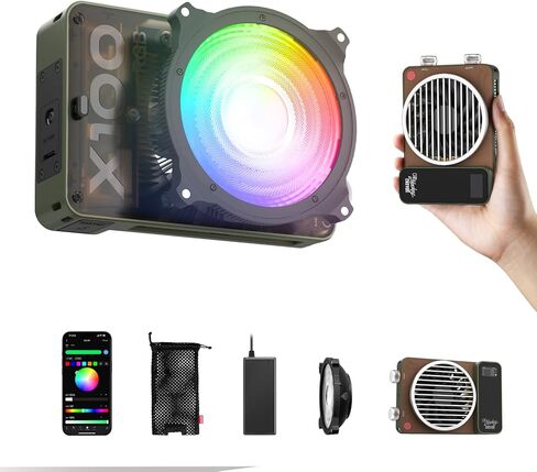 ZHIYUN MOLUS X100 RGB Standard [Official] V2 Upgraded Version 100W Portable Video Light Professional Photography CRI≥95 TLCI≥97 Only 384g Compact as Your Palm Continuous Output Light (No Battery) in Saudi Arabia