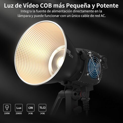 ZHIYUN MOLUS B100 100W COB LED Video Light and K1 Cable Remote Controller 2700K-6500K CRI 96+ TLCI 96+ 39990 Lux/1M Bowens Mount Silent Continuous Output Lighting for Photography Studio Film Light in Saudi Arabia