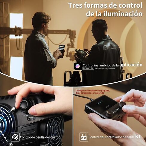 ZHIYUN MOLUS B100 100W COB LED Video Light and K1 Cable Remote Controller 2700K-6500K CRI 96+ TLCI 96+ 39990 Lux/1M Bowens Mount Silent Continuous Output Lighting for Photography Studio Film Light in Saudi Arabia