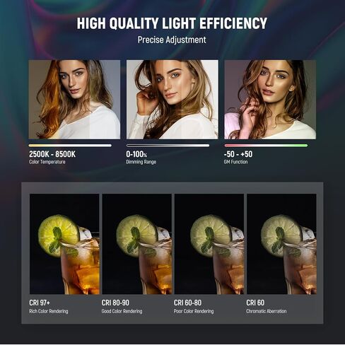 NEEWER Magnetic Handheld Light Wand APP Control, 360° Full RGB Mini LED Video Lighting Stick with 2550mAh Battery for Photography Vlog TikTok, TL97C, MS60 LED Video Light Included in Saudi Arabia
