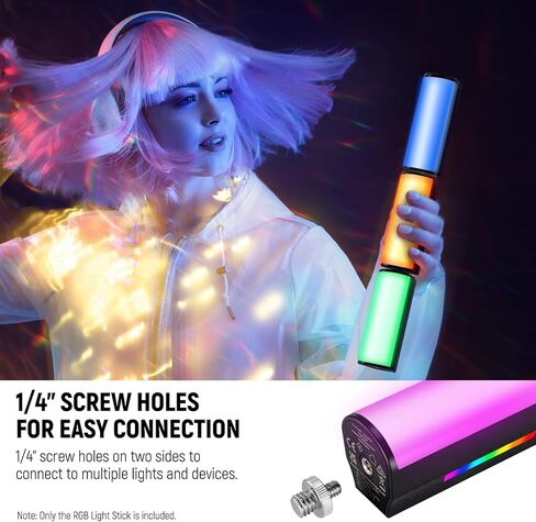 NEEWER Magnetic Handheld Light Wand APP Control, 360° Full RGB Mini LED Video Lighting Stick with 2550mAh Battery for Photography Vlog TikTok, TL97C, MS60 LED Video Light Included in Saudi Arabia