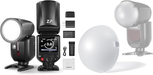 NEEWER Z2-N 2.4G TTL رأس فلاش Speedlite متوافق مع Nikon + M12 موزع قبة مغناطيسي لفلاش Z2/Z1، ضوء Speedlight 76Ws مع مصابيح النمذجة، 1/8000s HSS، بطارية 2600 مللي أمبير، قطعة قماش للتنظيف in Kuwait