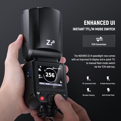 NEEWER Z2-N 2.4G TTL Round Head Flash Speedlite متوافق مع Nikon + NS5P 2 Pack Diffuser (5.9 بوصة/15 سم مثمن، 6 بوصة × 5 بوصة مستطيلة)، ضوء فلاش 76 وات مع مصابيح النمذجة، قماش تنظيف بطارية 2600 مللي أمبير في الساعة in Kuwait