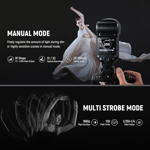 NEEWER Z2-N 2.4G TTL Round Head Flash Speedlite متوافق مع Nikon + NS5P 2 Pack Diffuser (5.9 بوصة/15 سم مثمن، 6 بوصة × 5 بوصة مستطيلة)، ضوء فلاش 76 وات مع مصابيح النمذجة، قماش تنظيف بطارية 2600 مللي أمبير في الساعة in Kuwait