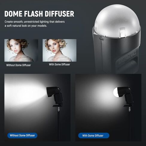 NEEWER Z2-N 2.4G TTL Round Head Flash Speedlite لنيكون + M12 موزع قبة مغناطيسي لـ Speedlite ذو الرأس المستدير، 76Ws Speedlight 1/8000s HSS 7.4V/2600mAh بطارية 480 فلاش طاقة كاملة in Kuwait