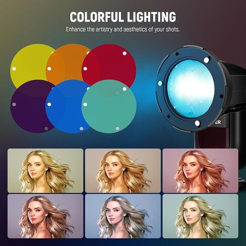 NEEWER Z2-N 2.4G TTL Round Head Flash Speedlite for Nikon + CRS17 Magnetic Six Color Gel Filter Set for Square & Round Head Speedlite, Speedlight with 7.4V/2600mAh Battery 480 Full Power Flash in Saudi Arabia