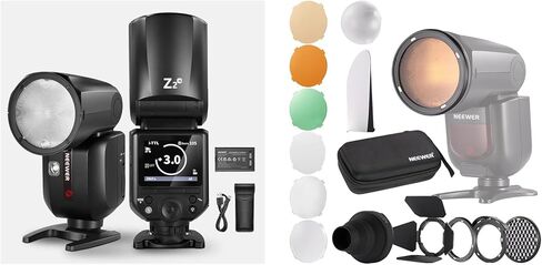 NEEWER Z2-N 2.4G TTL Round Head Flash Speedlite Compatible with Nikon + CRM2 Magnetic Accessories Kit for Round Head Flash, 76Ws 1/8000s HSS with 7.2V/3000mAh Battery 600 Full Power Flash in Saudi Arabia