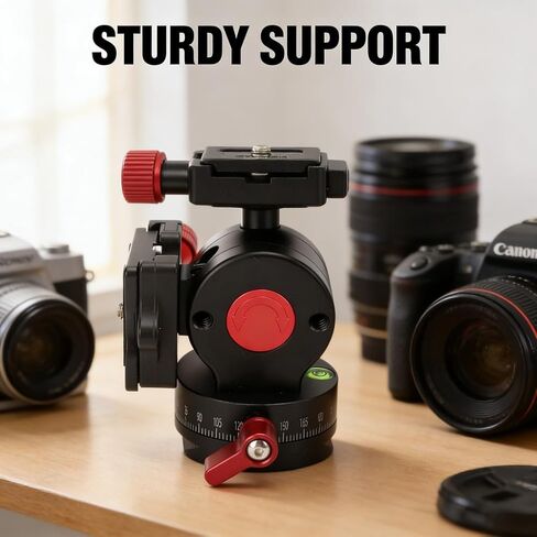 Tripod Ball Head Panoramic Pan Tilt Ballhead with 1 / 4in Screw Quick Release Plate, Aluminum Alloy, Lightweight 439g - Fluid Head Design, 360 Degree Rotation, Compatibility with in Saudi Arabia