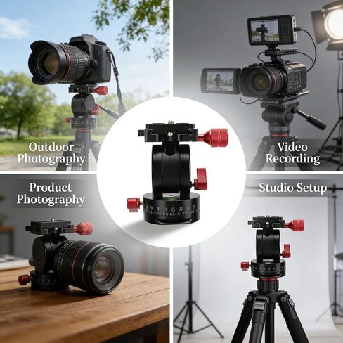 Tripod Ball Head Panoramic Pan Tilt Ballhead with 1 / 4in Screw Quick Release Plate, Aluminum Alloy, Lightweight 439g - Fluid Head Design, 360 Degree Rotation, Compatibility with in Saudi Arabia