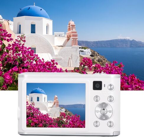 كاميرا ciciglow الرقمية 4K، كاميرا صغيرة فائقة الدقة بدقة 44 ميجابكسل وشاشة 2.4 بوصة قابلة لإعادة الشحن، كاميرا مدمجة مع كاميرا تسجيل فيديو بتكبير رقمي 16X للأطفال والكبار والمبتدئين (أبيض) in Saudi Arabia