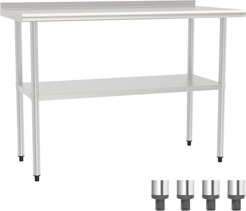 طاولة من الفولاذ المقاوم للصدأ (الجدول الخلفي+2 Undershelves+عجلات ، 24 × 36 بوصة) in Kuwait