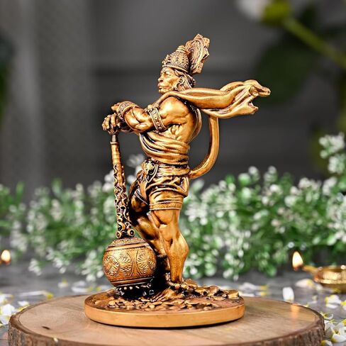 Big Bahubali Hanuman Statue for Home Decor Marble & Resin Lord Hanuman Idol Bajrang Bali Statues for Temple Decoration Hanuman Murti Showpiece Item, Height 7.48 Inch, Antique in Saudi Arabia