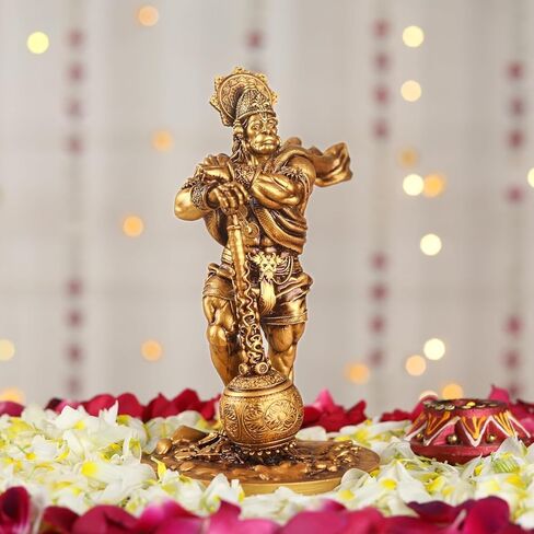 Big Bahubali Hanuman Statue for Home Decor Marble & Resin Lord Hanuman Idol Bajrang Bali Statues for Temple Decoration Hanuman Murti Showpiece Item, Height 7.48 Inch, Antique in Saudi Arabia