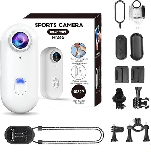 POV Capture Pro - Mini 120° 4k Camera for Recording, 4k Action Camera for Motorcycle, Wearable Sports Cam with Audio Video, for Vlogging Cycling Diving (White) in Saudi Arabia