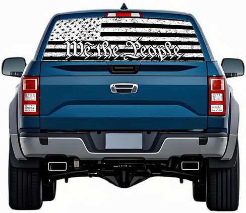 Rear Window Decals for Trucks - 65x17.3 in Back Window American Flag Decals Fit Most Pickup Trucks SUV, Vinyl Back Window Decal Truck Rear Window Graphics for Personalized in Kuwait