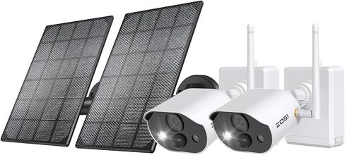 كاميرا ZOSI 2 x C306 Pro 3MP 2K لاسلكية للأمن الشمسي في الهواء الطلق - تعمل بالبطارية/الطاقة الشمسية، رؤية ليلية ملونة، كشف حركة PIR، إنذار الأضواء، تخزين بطاقة السحابة/الذاكرة (لا تتضمن بطاقة الذاكرة) in Kuwait