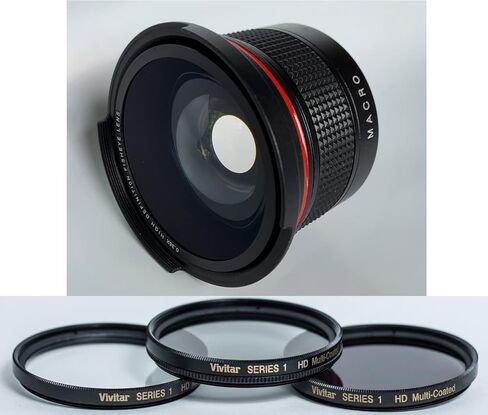 عدسة عين السمكة Elite HD ومجموعة فلاتر مكونة من 3 قطع لكاميرا Canon EOS R7 R10 (حجم 55) in Saudi Arabia