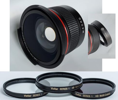 عدسة عين السمكة Elite HD ومجموعة فلاتر مكونة من 3 قطع لكاميرا Canon EOS R7 R10 (حجم 55) in Saudi Arabia