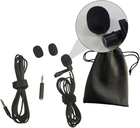 6-Piece Clip-On Microphone Set 2m Extension Cable PU Carrying Case and Foam Windscreens Hands-Free Collar Mic for Smartphones and Cameras in Saudi Arabia