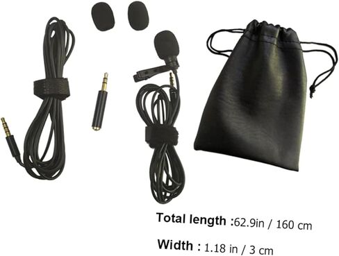 6-Piece Clip-On Microphone Set 2m Extension Cable PU Carrying Case and Foam Windscreens Hands-Free Collar Mic for Smartphones and Cameras in Saudi Arabia