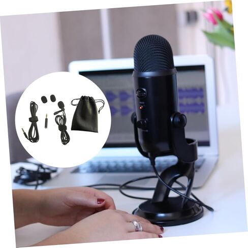 6-Piece Clip-On Microphone Set 2m Extension Cable PU Carrying Case and Foam Windscreens Hands-Free Collar Mic for Smartphones and Cameras in Saudi Arabia