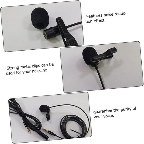 6-Piece Clip-On Microphone Set 2m Extension Cable PU Carrying Case and Foam Windscreens Hands-Free Collar Mic for Smartphones and Cameras in Saudi Arabia