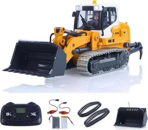 TOUCAN RC HOBBY 1:50 RC Electric Lifting Tracked Loader LR636 2.4G Construction Vehicle Metal Bucket Tracks Ripper RTR Model Light Sound Battery New Year Gift in Kuwait