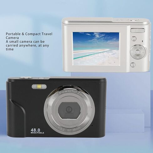 ASHATA UHD 48MP Digital Camera for Photography, 1080P Vlogging Video Camera with 2.4 inch Display, Auto Focus, Anti Shake 16X Zoom Digital Point Shoot Camera for Selfie Recording Photo in Saudi Arabia