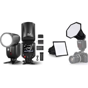 NEEWER Z2-N 2.4G TTL Round Head Flash Speedlite for Nikon + NS5P 2 Pack (5.9"/15cm Octagon, 6"x5" Rectangular) Diffuser for Round Head Speedlite, Speedlight 7.4V/2600mAh Battery 480 Full Power Flash in Kuwait