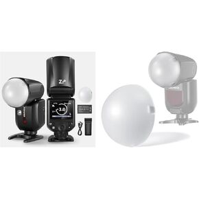 NEEWER Z2-N 2.4G TTL Round Head Flash Speedlite Compatible with Nikon Cameras + M12 Magnetic Dome Diffuser for Z2/Z1 Round Head Flash, 76Ws 1/8000s HSS Speedlite with Diffuser, 2 Modeling Lamps in Kuwait