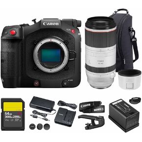 طقم الكاميرا السينمائية Canon EOS C80 6K | مستشعر كامل الإطار مع عدسة RF مقاس 24-70 مم f/2.8 | Triple Base ISO RAW Light Compact Professional (6389C010) + بطاقة سعة 64 جيجابايت in Kuwait