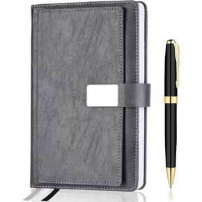Executive Lined Journal Notebook, 256 Pages, College Ruled, A5 Hard Cover Leather, Pen included, with Notes Pocket; Journaling Notebooks for Work, Notes Taking, Personalized Gifts, Dark Brown in Saudi Arabia