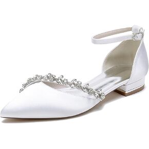أحذية زفاف مريحة للعروس للنساء للحفلات الراقصة مع سلاسل من حجر الراين J606 كعب أبيض 1 بوصة US 8 in Kuwait