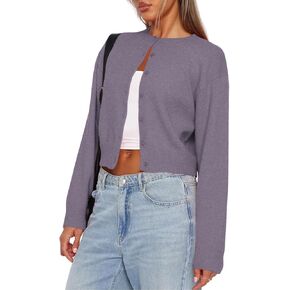 Balimtoy المرأة اقتصاص سترة البلوزات طويلة الأكمام زر أسفل البلوزات سترة منسوجة لطيف Y2k مفتوحة الجبهة المحاصيل الأعلى in Kuwait