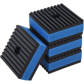 4-Pack Anti-Vibration Pads 2 x 2 x 7/8-inc, Heavy Duty Sound Isolation Ribbed Rubber Mats with Hole for HVAC, Air Compressor, Washer and Dryer, Air Conditioner Units in Saudi Arabia