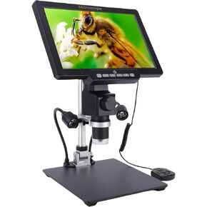 ciciglow مجهر رقمي 10.1 بوصة، مكبر مجهر 2000X HD IPS للخطأ مع 8 مصابيح LED، مجاهر لحام LCD بدقة 12 ميجابكسل للبالغين مع شاشة، عرض الكمبيوتر الشخصي in Kuwait